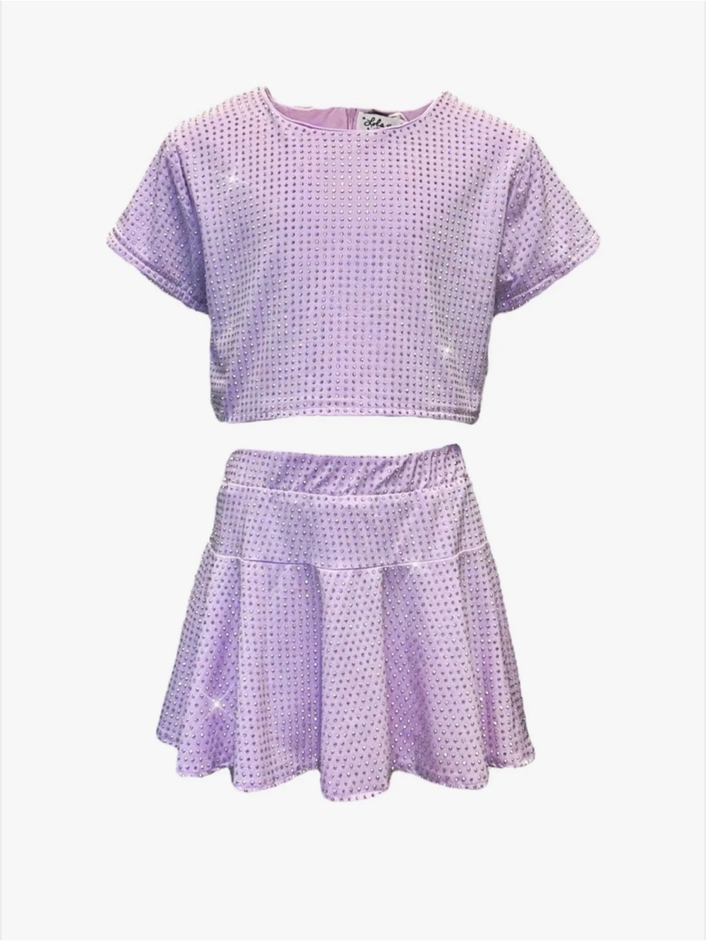 Lola + The Boys Lavender Sequin Crop Top & Skirt Set